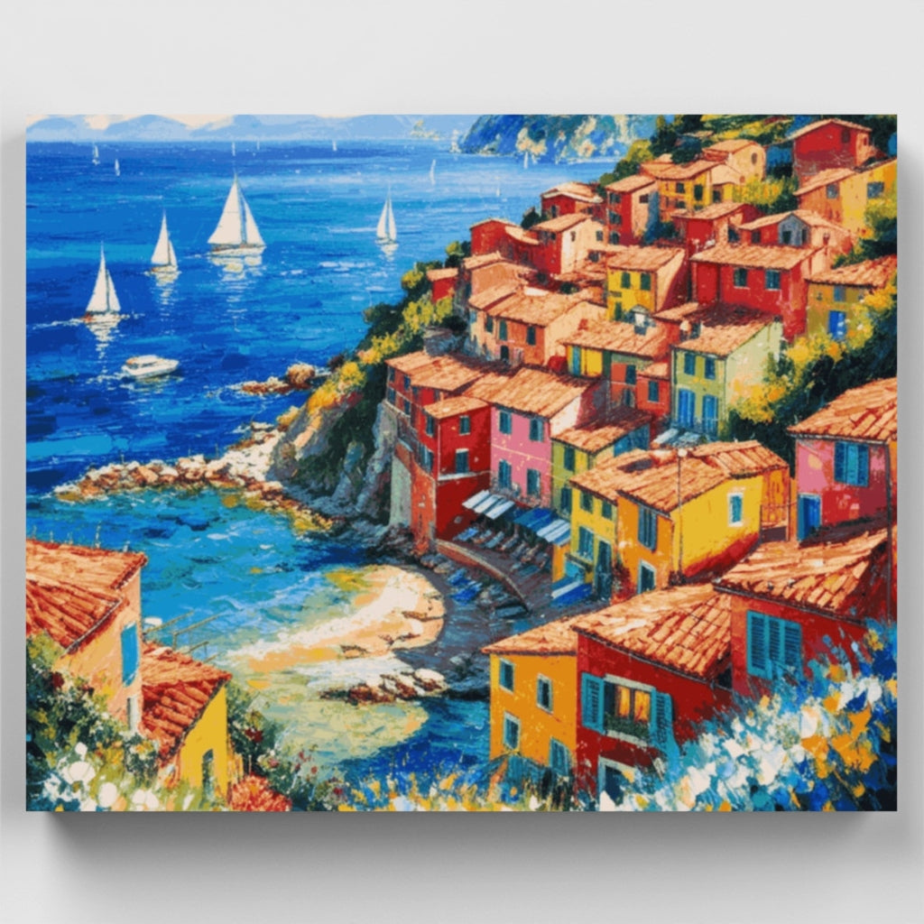 Cinque Terre en tonos rosa - Kit de pintura por números — Estándar