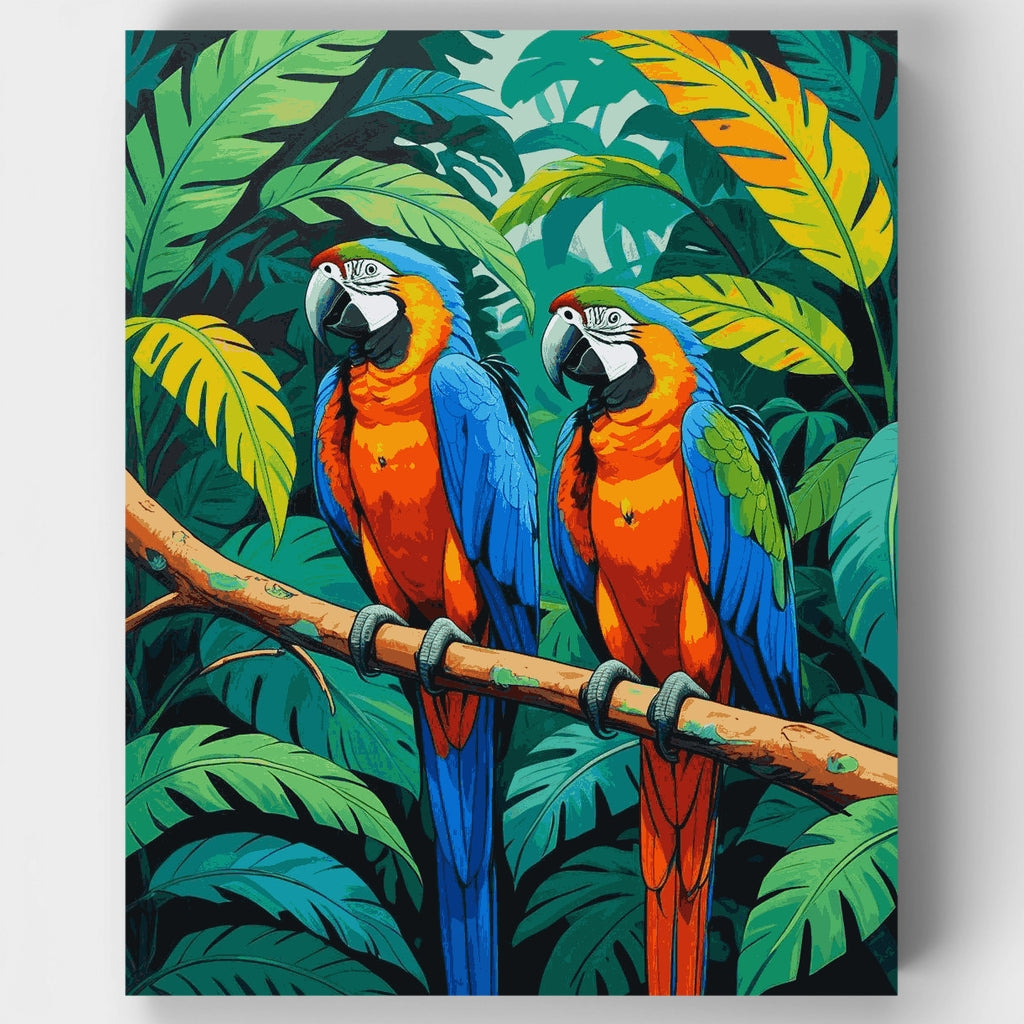 Tropical Parrots in Jungle Paradise - Paint by Numbers Kit