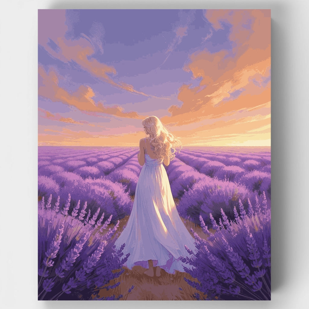 Sunset Serenity in Lavender Fields - Paint by Numbers Kit