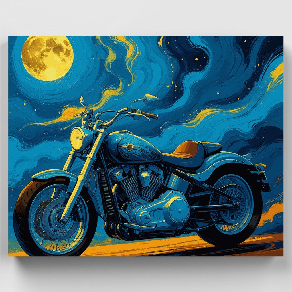 Moonlit Motorcycle - Paint by Numbers Kit