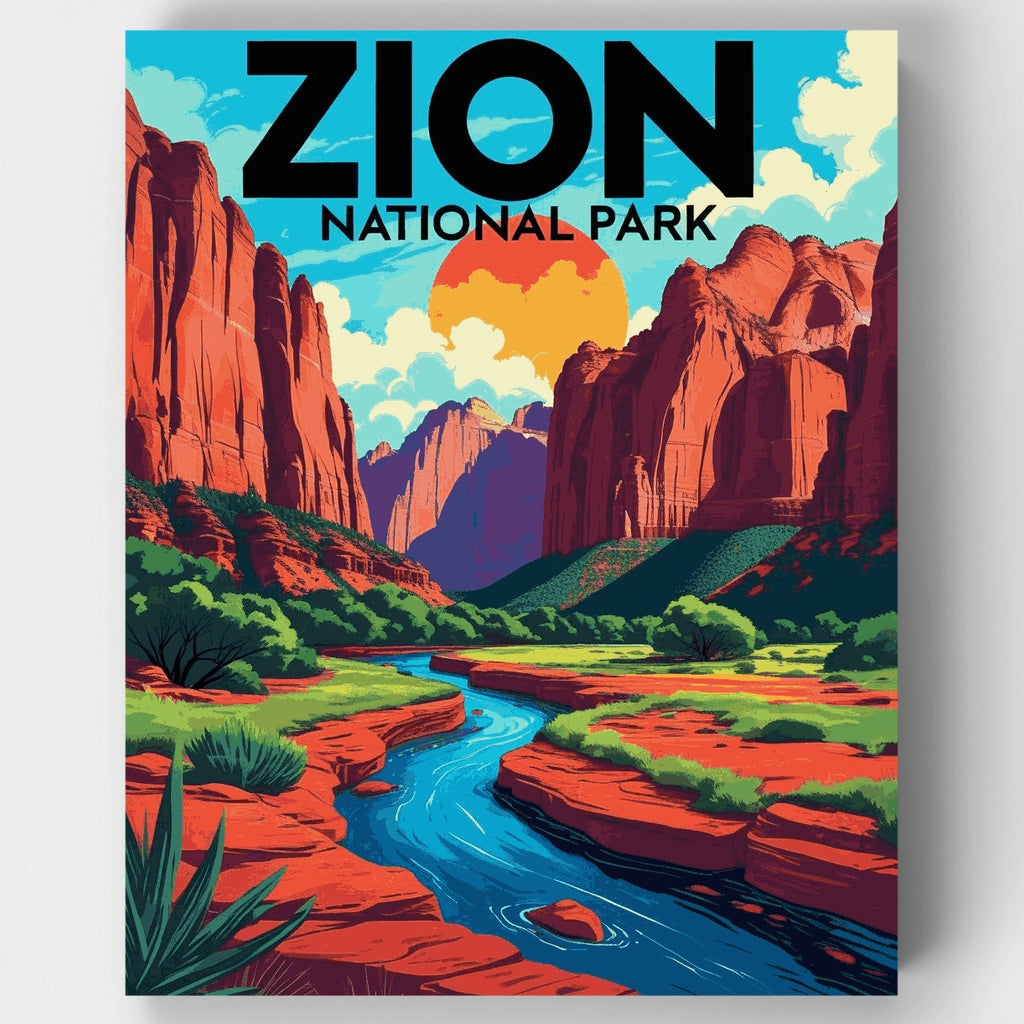 Kit de pintura por números - Río del desierto del cañón de Zion — Estándar