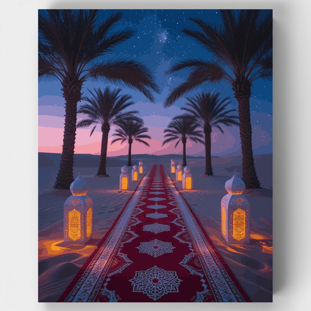 Desert Oasis Under Starlit Sky - Paint by Numbers Kit