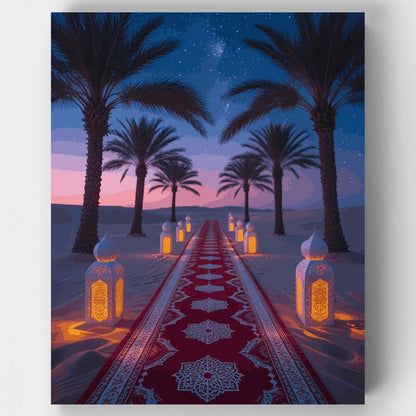 Desert Oasis Under Starlit Sky - Paint by Numbers Kit