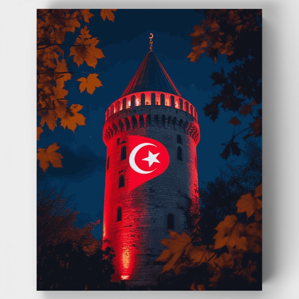 Torre de Gálata de noche - Kit de pintura por números — Estándar