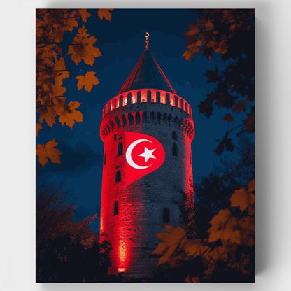 Galata Tower at Night - Paint by Numbers Kit