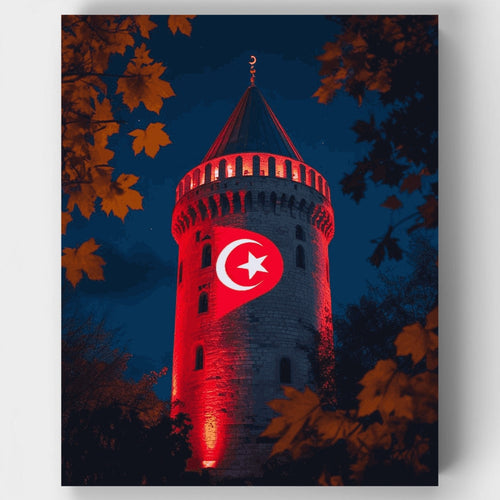Galata Tower at Night - Paint by Numbers Kit