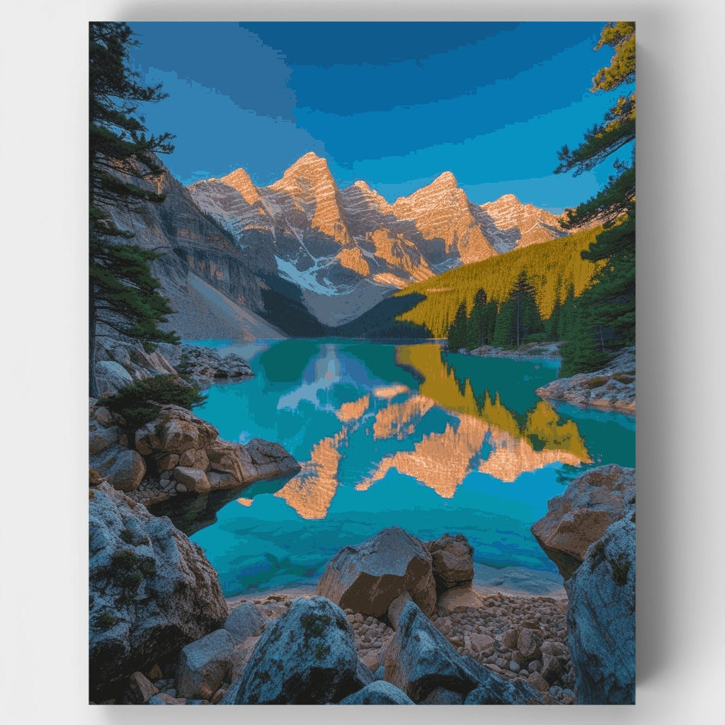 Kit de pintura por números - Majestuosidad montañosa en Moraine Lake — Estándar