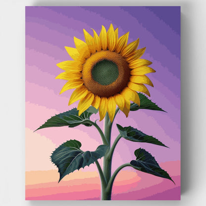 Sunflower Against Purple Sky - Paint by Numbers Kit