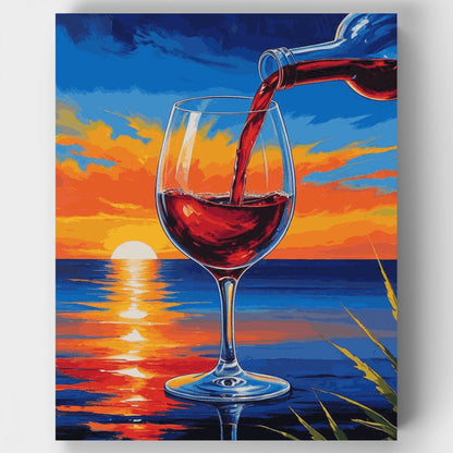 Sunset Wine by the Ocean - Paint by Numbers Kit