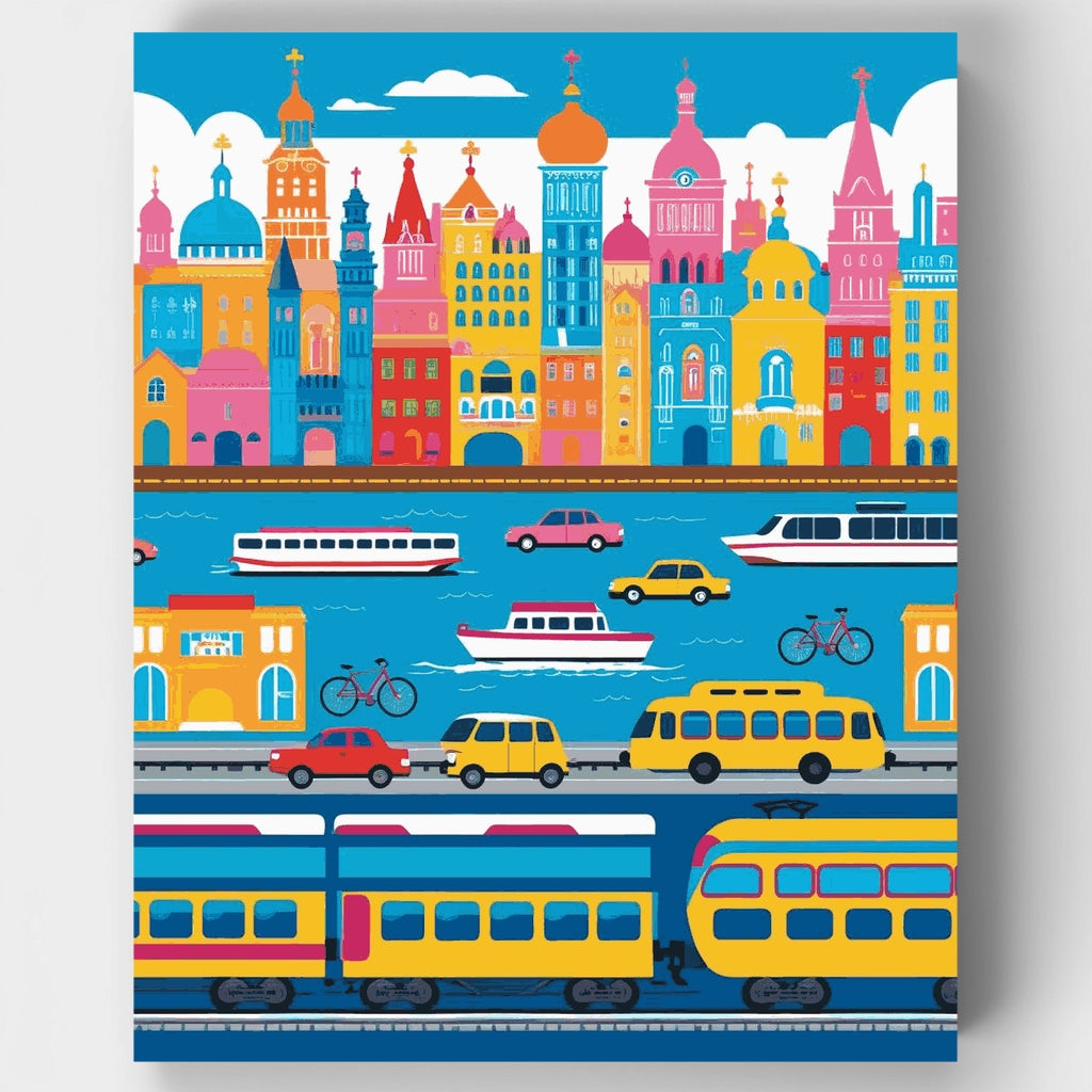 Colorful European Cityscape - Paint by Numbers Kit