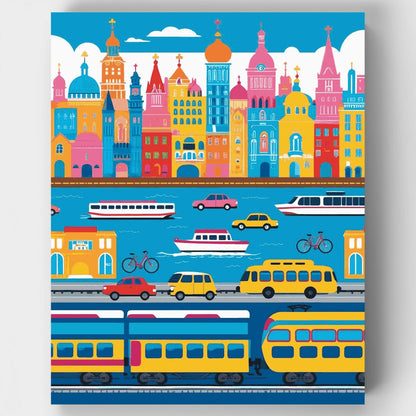 Colorful European Cityscape - Paint by Numbers Kit