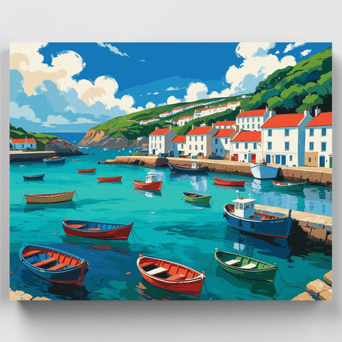 Coastal Village Harbor - Paint by Numbers Kit