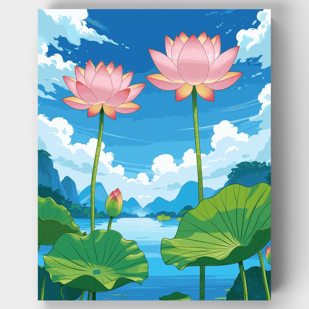 Serene Lotus Pond Paradise - Paint by Numbers Kit