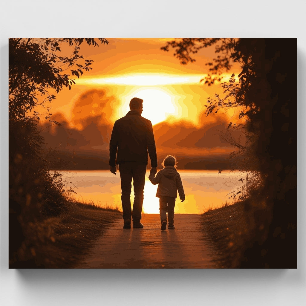 Father and Child Sunset Walk - Paint by Numbers Kit