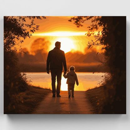 Father and Child Sunset Walk - Paint by Numbers Kit