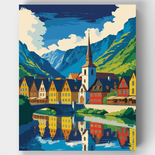 Alpine Village Church Reflection - Paint by Numbers Kit