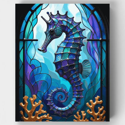 Stained Glass Seahorse - Paint by Numbers Kit