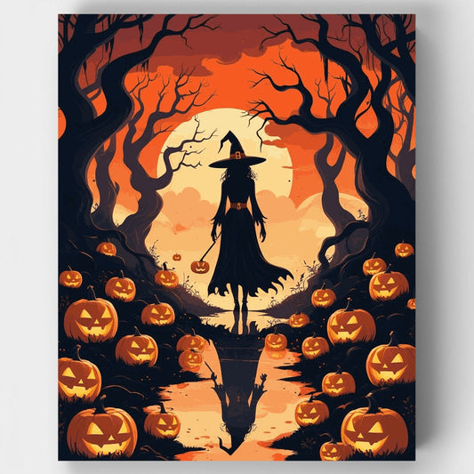 Halloween Witch Pumpkin Path - Paint by Numbers Kit