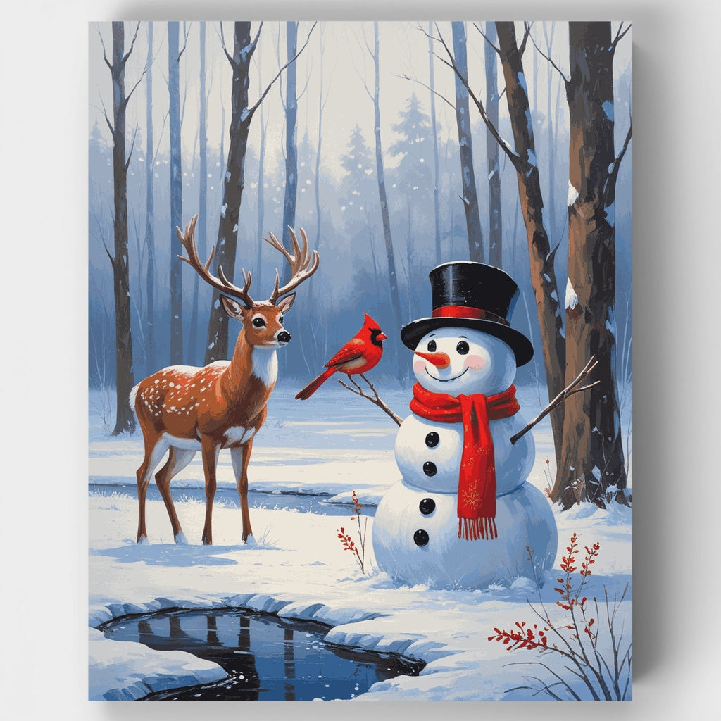 Compañeros del bosque en invierno - Kit de pintura por números — Estándar
