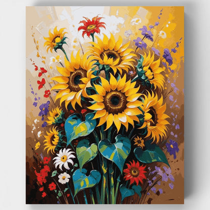 Sunflower Wildflower Garden Bouquet - Paint by Numbers Kit