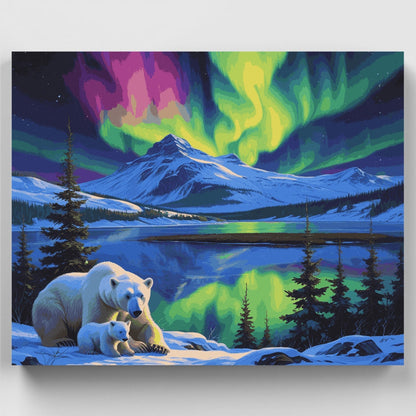 Arctic Aurora Bears - Paint by Numbers Kit