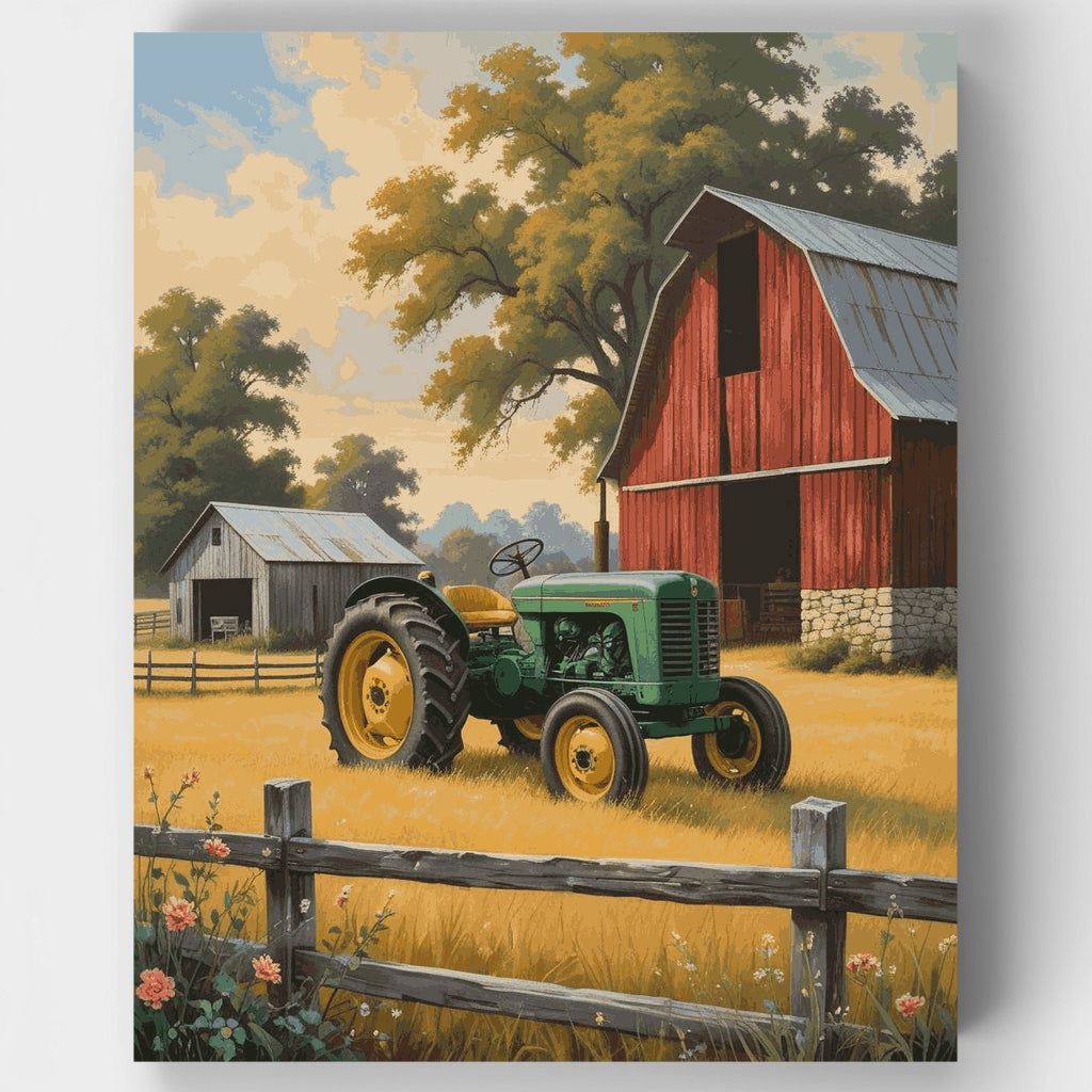 Vintage Farm Tractor Scene - Paint by Numbers Kit