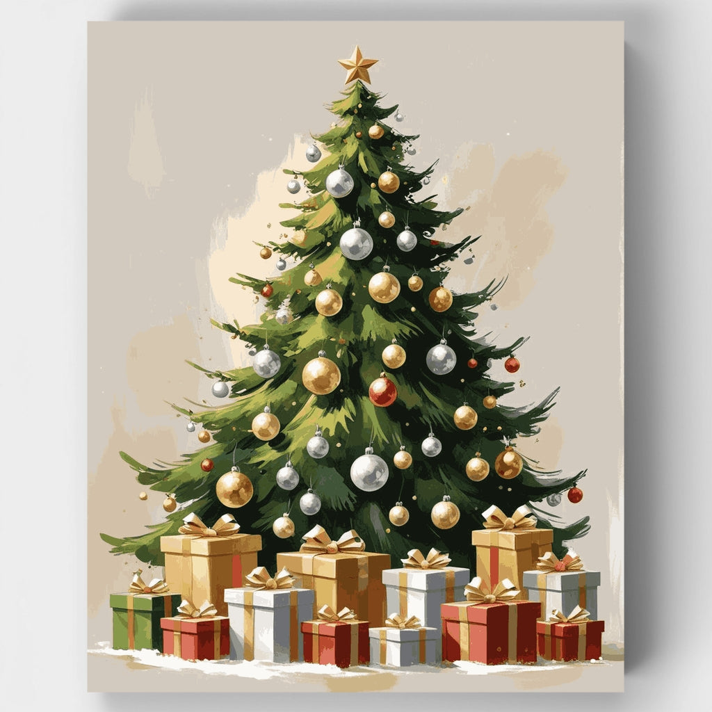 Árbol de Navidad festivo con regalos - Kit de pintura por números — Estándar