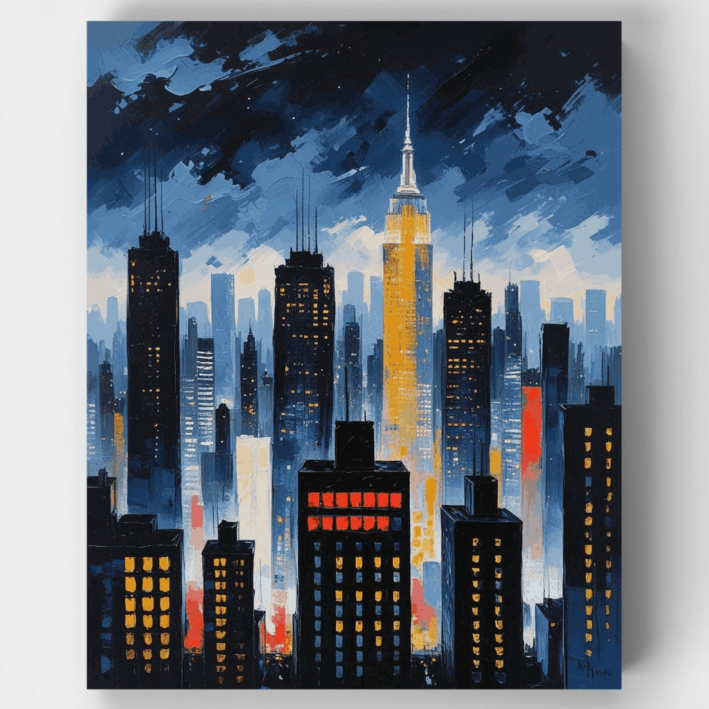 Horizonte de la ciudad de Nueva York al atardecer - Kit de pintura por números — Estándar