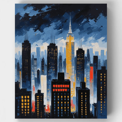 New York City Skyline at Dusk - Paint by Numbers Kit