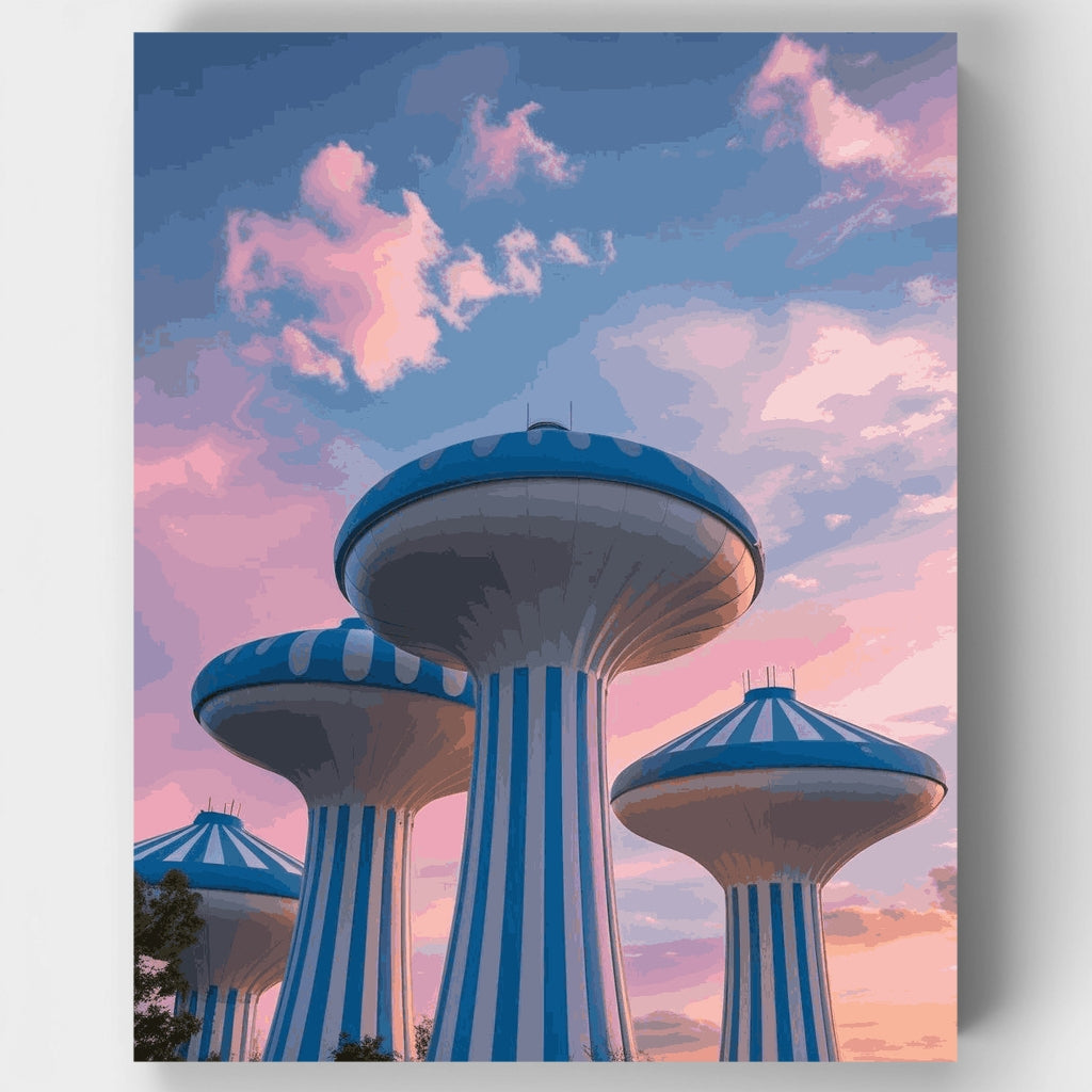 Torres de agua futuristas - Kit de pintura por números — Estándar