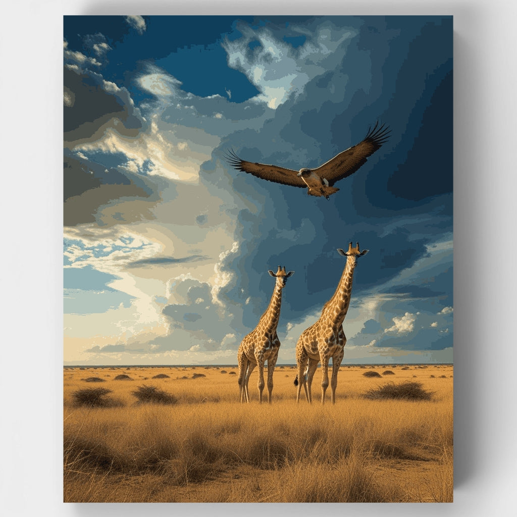 Safari africano con jirafas y águila - Kit de pintura por números — Estándar