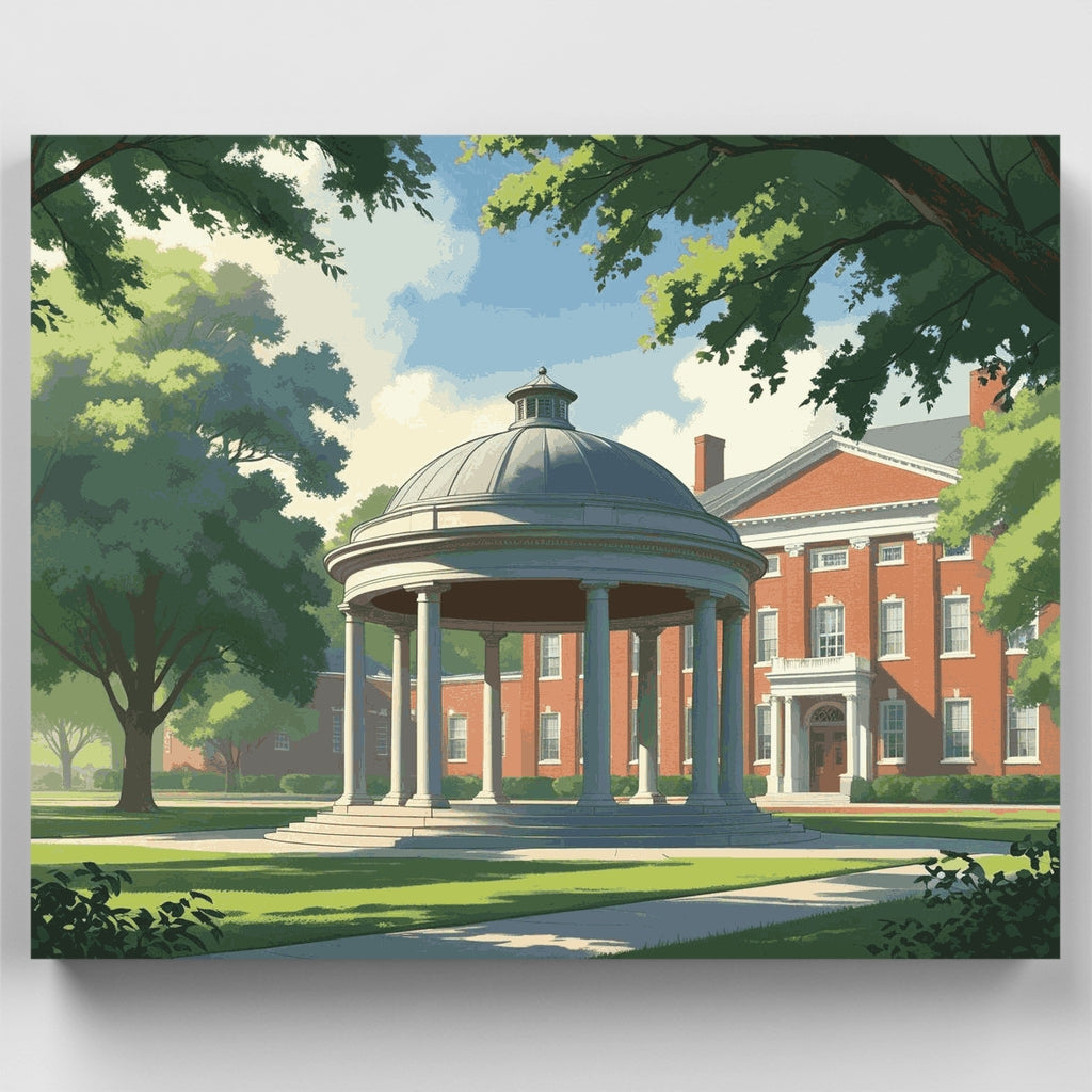 Historic University Campus with Rotunda - Paint by Numbers Kit