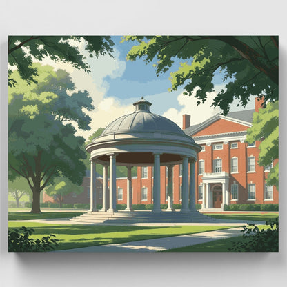 Historic University Campus with Rotunda - Paint by Numbers Kit