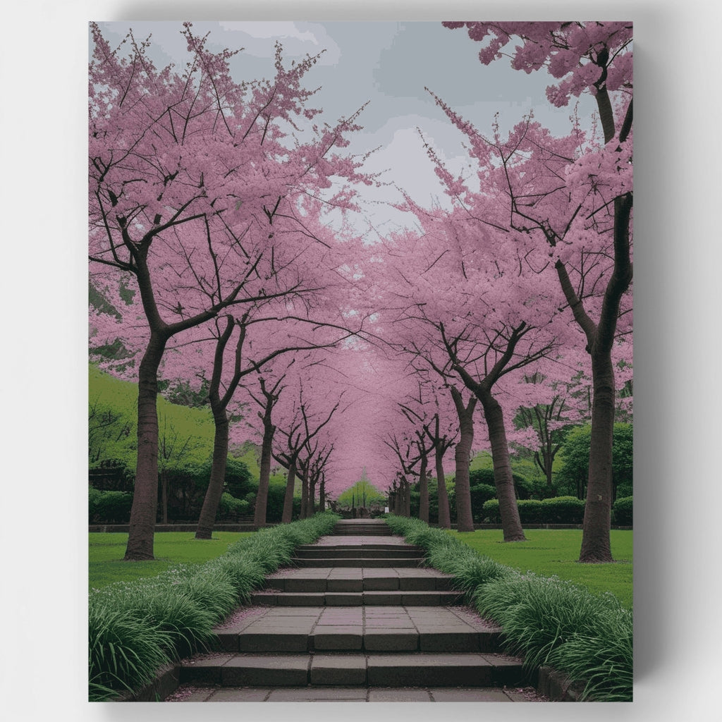 Sendero de cerezos en flor - Kit de pintura por números — Estándar