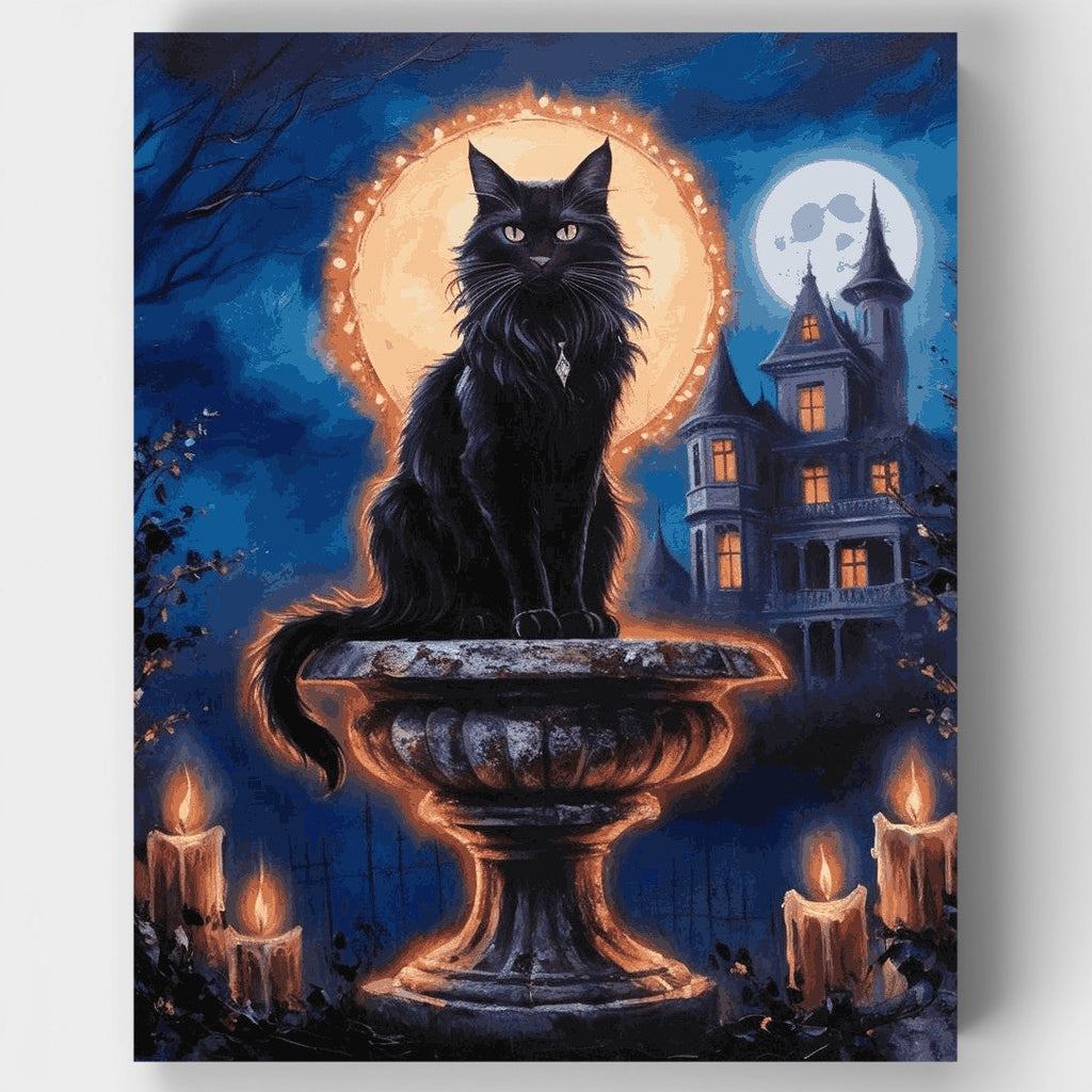 Kit de pintura por números - Gato negro místico — Estándar