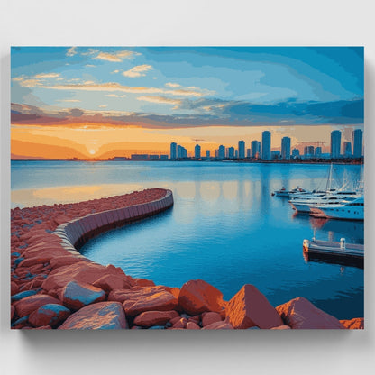Marina Sunset Harbor - Paint by Numbers Kit