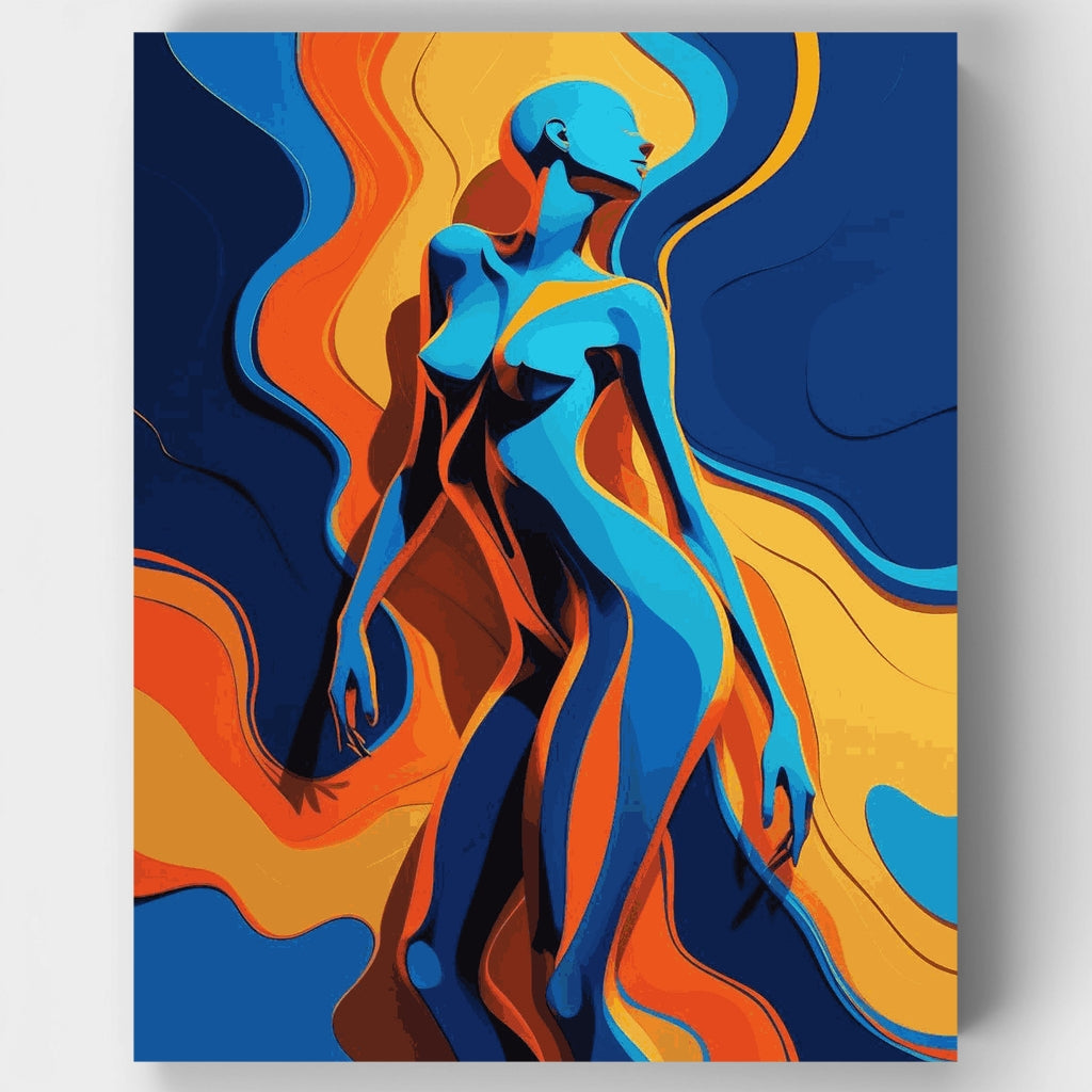 Abrazo apasionado en colores fluidos - Kit de pintura por números — Estándar
