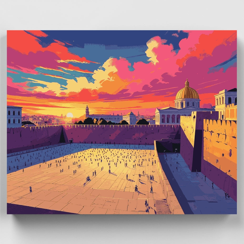 Jerusalem Western Wall at Sunset - Paint by Numbers Kit