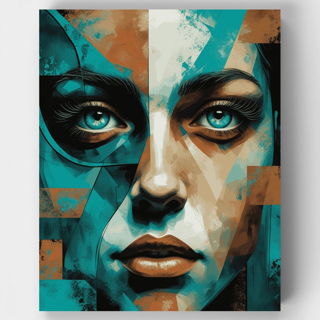 Turquoise Abstract Portrait - Paint by Numbers Kit