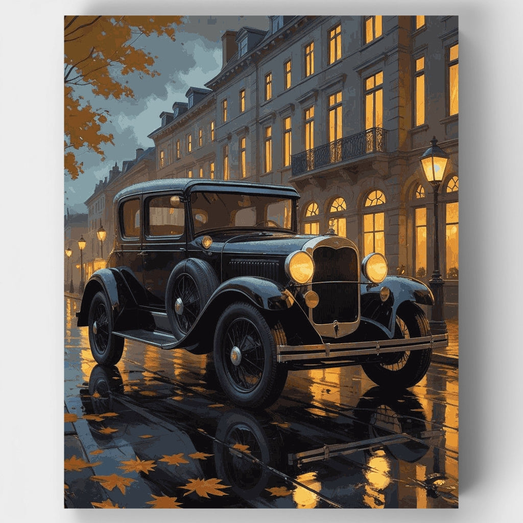 Coche clásico en una tarde lluviosa - Kit de pintura por números — Estándar