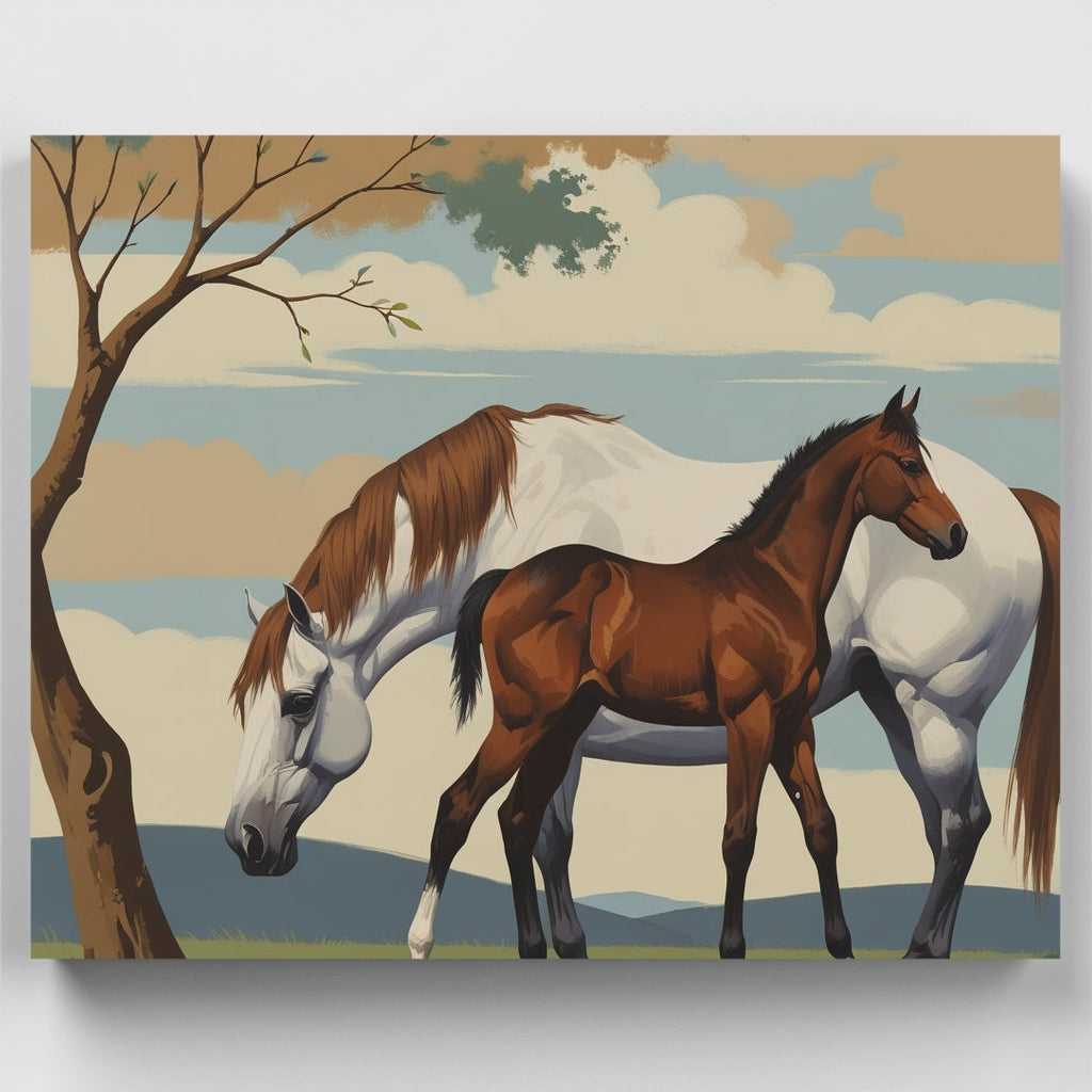 Caballos salvajes al amanecer - Kit de pintura por números — Estándar