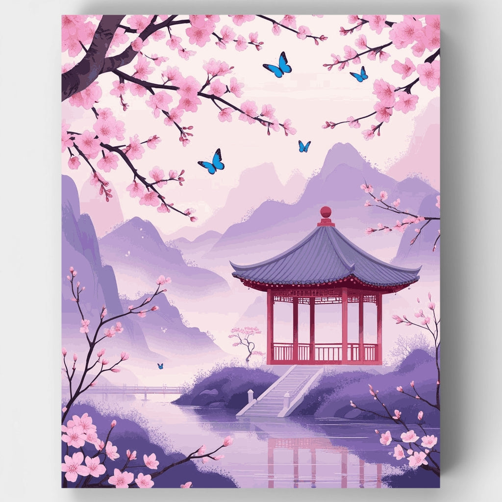 Cherry Blossom Pagoda - Paint by Numbers Kit