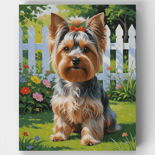 Yorkshire Terrier in Garden - Paint by Numbers Kit