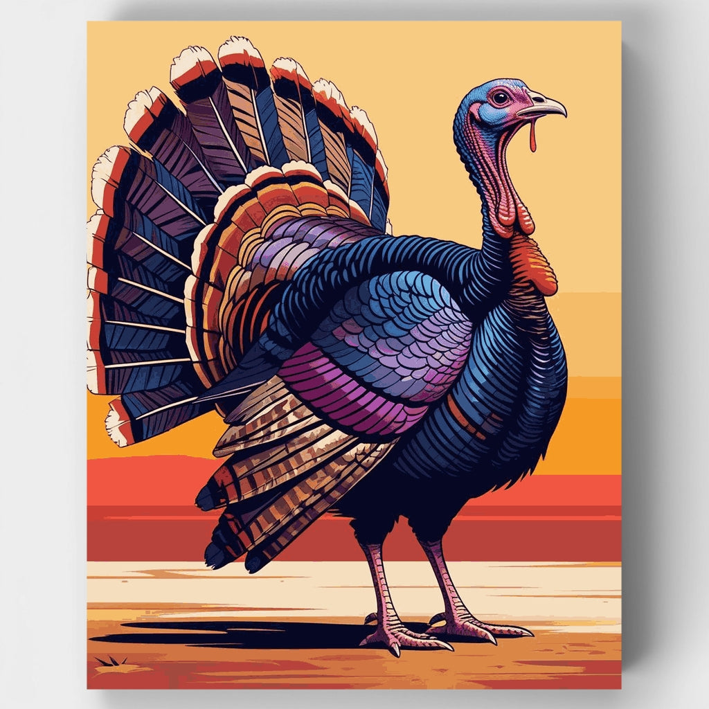 Pavo colorido al atardecer - Kit de pintura por números — Estándar