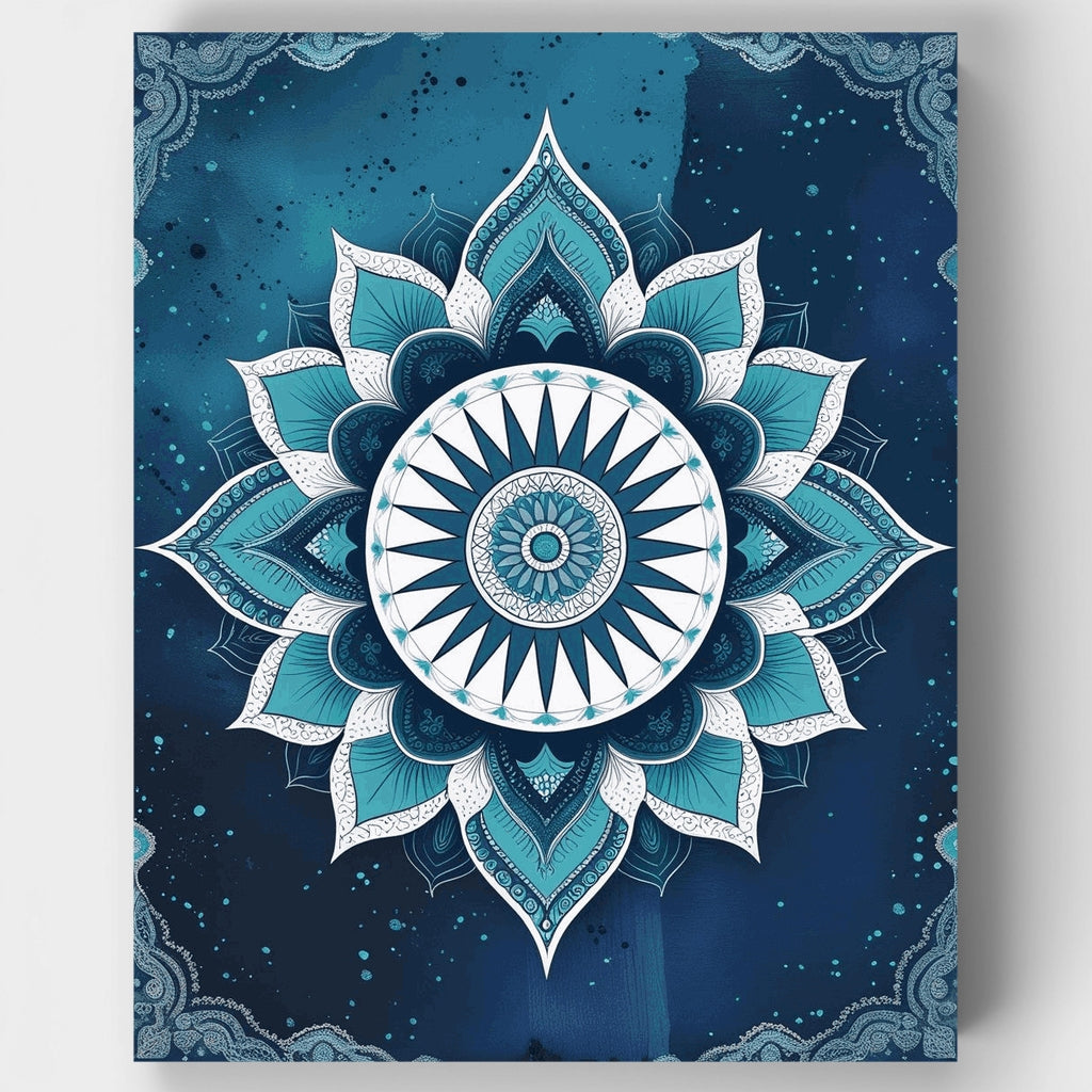 Blue Mandala Lotus Flower - Paint by Numbers Kit
