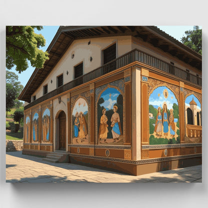 Orthodox Monastery with Religious Murals - Paint by Numbers Kit