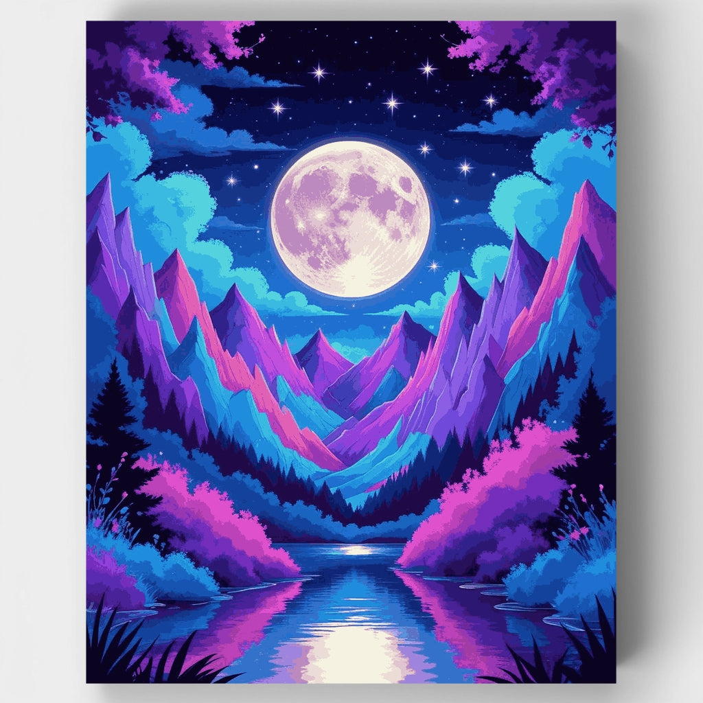 Paisaje lunar de montaña mística - Kit de pintura por números — Estándar