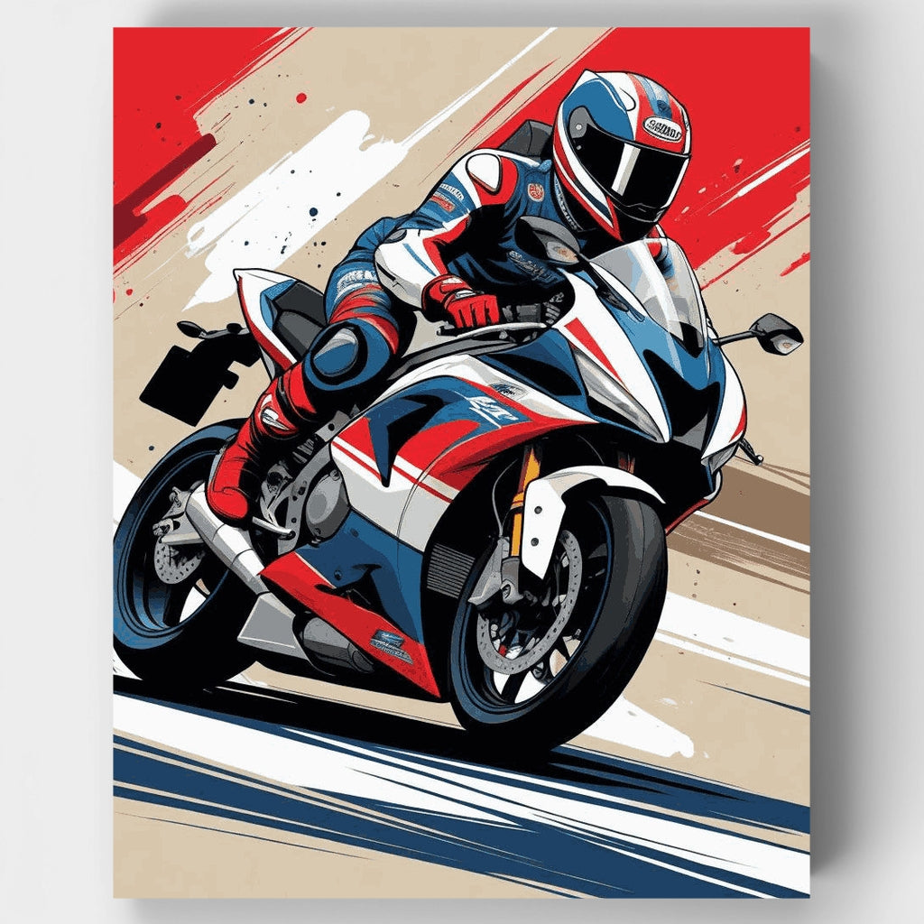 Kit de pintura por números - Motocicleta deportiva de carreras — Estándar