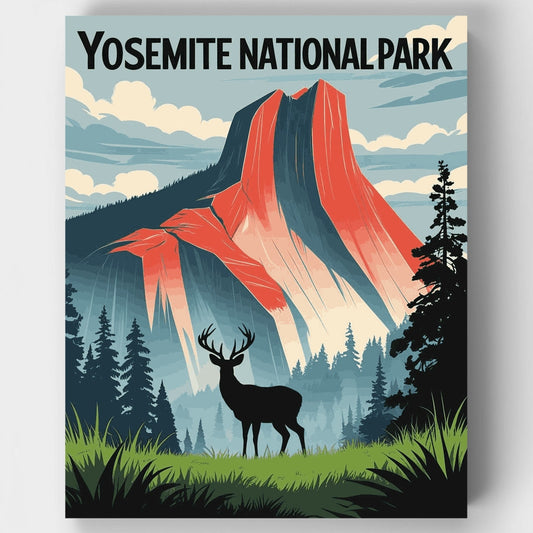 Yosemite Valley Deer at Sunset - Paint by Numbers Kit