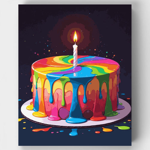 Rainbow Birthday Cake - Paint by Numbers Kit